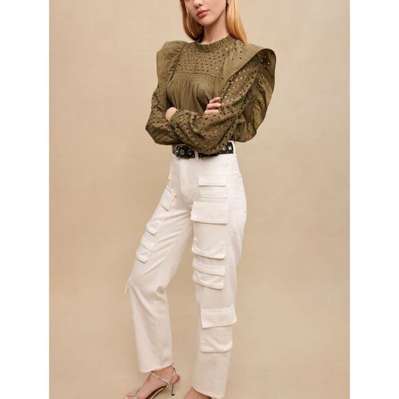 Maje Pants - MAJE Women's White 100% Cotton Multiple Pockets Cargo Trousers Pants Size 40
